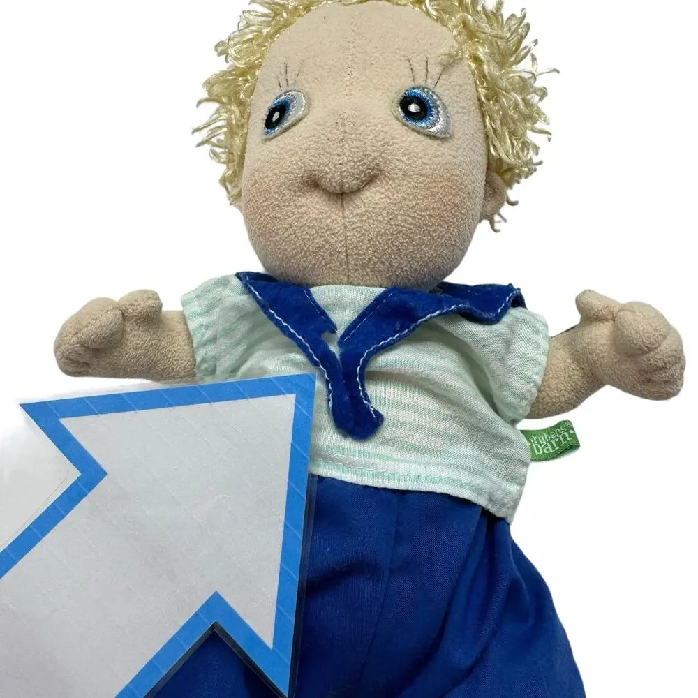 RUBENS BARN Cutie Adam Classic Plush Doll Sailor Blonde Hair Blue Eyes Stripe